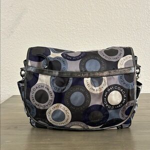 Coach Messenger/Diaper Bag G1176-f18377 Blue Purple Gray Shoulder Strap EUC